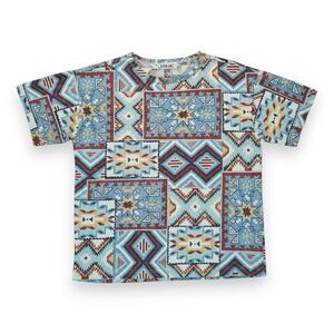 Vintage Victoria Jones Shirt Womens Geometric / Aztec Pattern Short Sleeve Large